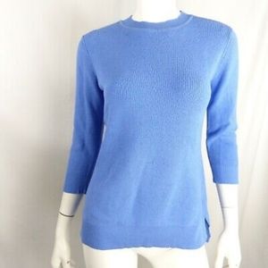 Set of 2! Isaac Mizrahi 3/4 Sleeve Shaker Stitch Sweater Blue and Plum XS
